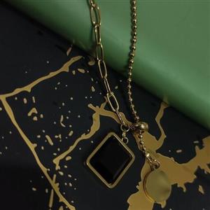 گردنبند رومانتویی استیل نگین مشکی اویز دار