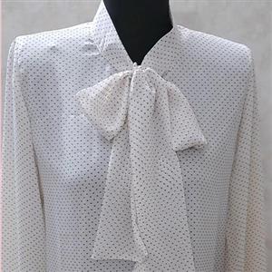دوخت شومیز یقه کرواتی آستر دار با پارچه کرپ حریری و آستین مچی دکمه خور