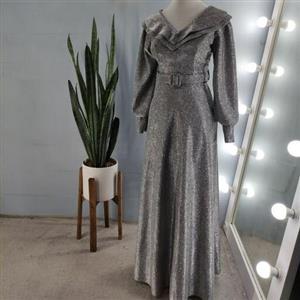 پیراهن مجلسی قواره دار  زنانه مدل پوشیده جنس لمه از سایز 44 تا 54 ارسال رایگان