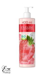 ماست بدن آبرسان توت فرنگی اولاین Eveline Natural Strawberry حجم 400 میل