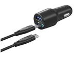 شارژر فندکی تایپ سی و یو اس بی 38 وات همراه کابل دو سر تایپ سی پاورولوژی Powerology car charger 38w PCCSR005-C