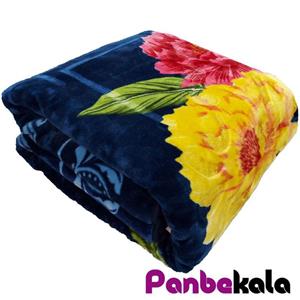 پتو نرمینه دونفره مدل نرمین گل داوودی آبی 249