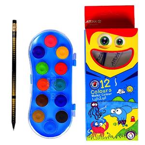 آبرنگ 12 رنگ مدل آریا به همراه یک عدد مداد ذغالی آدل