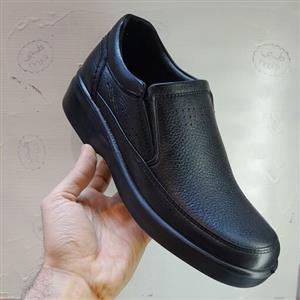 کفش مردانه طبی اصل تمام چرم طبیعی پوست خالص راحتی روزمره مخصوص کمر  زانو برای پیاده روی و ایستادن طولانی بیبند مشکی نیما
