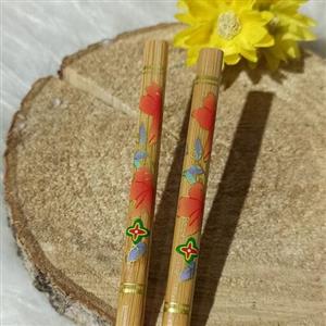 چاپستیک یا چوب غذاخوری ژاپنی جنس بامبو طرح گلدار زیبا 