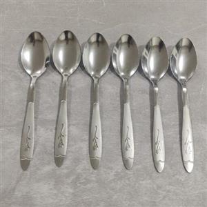 قاشق مرباخوری خوری طرح گل میخک بسته 6عددی ضخامت 2 میل و طول 14سانت