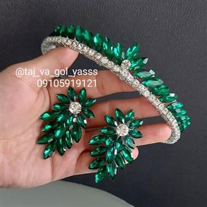 تاج و گوشواره  ست تاج و گوشواره  تاج ظریف تاج تمام سنگ گوشواره تمام سنگ
