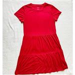 پیراهن نخی دخترانه اسمارا رنگ قرمز  مناسب سایز 36 و 38 و  کاملا خنک و سبک