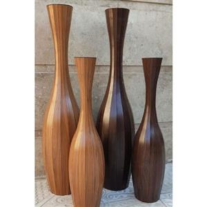 گلدان چوبی کنارسالنی ( سام دکور)طرح گردویی روش و تیره دو سایز 90و120سانت مناسب دکوراسیون رنگ چوب..