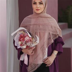 روسری نخ حاشیه گیپور  بسیار شیک وباکیفیت  قواره بزرگ 140 در8 رنگ