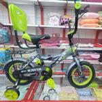 دوچرخه کویر سایز 12 ب رنگ خاکستری و سبز فسفری و مخصوص دختر و پسر