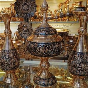 ست گلدان و شکلات خوری لاکچری مس