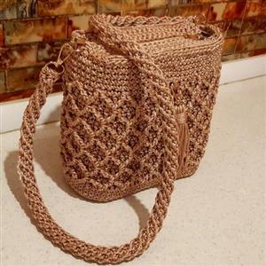 کیف مجلسی زنانه مکرومه طرح لوزی همراه با ایستایی و آستر-کفی مستطیل-کیف مکرومه-کد113