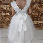 لباس عروس دخترانه مجلسی شیک بامتریال درجه یک از بهترین دانتل جدید و ساتن امریکایی  شروع سایز از 5 تا 16 سال