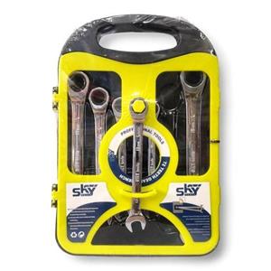 آچار یکسر جغجغه ای 7 عددی  CRV صنعتی اسکای