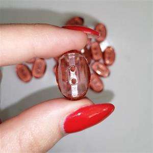 دکمه لباس طرح شیشه ای بیضی رنگ قرمز روشن در بسته 10 عددی