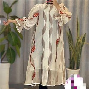 مانتو مجلسی ژاکارد ارگانزا شیری شیک تنخور عالی