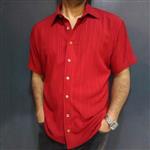 پیراهن مردانه  آستین کوتاه دلتا کراش  قرمز تمام نخ  سایز لارج گشاد