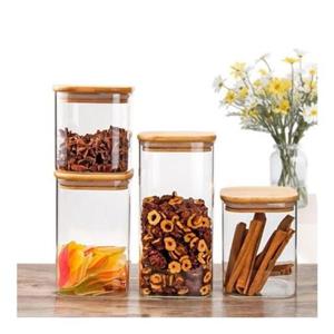 بانکه (جا حبوباتی) 4 عددی بامبو شیشه ای مدل SQ6 کد Gw90301110