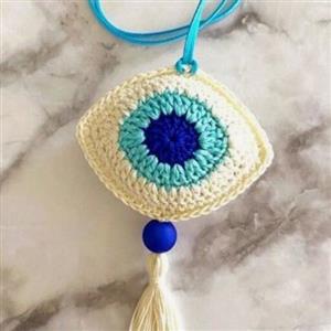 آویز بافتنی ماشین طرح چشم نظر