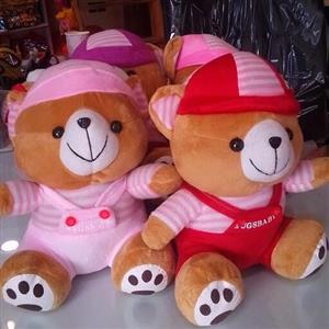 عروسک خرس کلاه دار  بزرگ ، عروسک خرسHugs baby  ، قرمز. صورتی ، بنفش