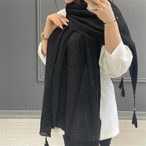 شال نخی پلیسه  مشکی رنگ فقط