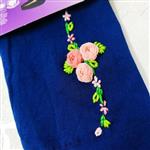 جوراب سورمه ای گلدوزی شده طرح غزال گلبهی