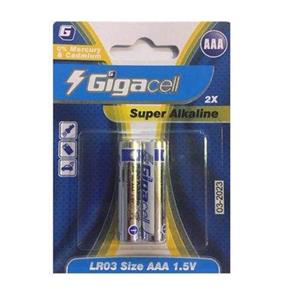 باتری نیم قلمی Alkaline آلکالاین گیگاسل Gigacell مدل LR03 AAA بسته دو عددی