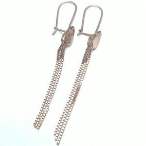 گوشواره آویز نقره آبکاری رزگلد