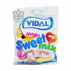 پاستیل شکری مگا میکس بدون گلوتن با طعم هلو خامه موز 100 گرم ویدال vidal 