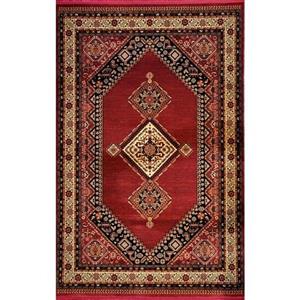 فرش ماشینی هیوا 700شانه طرح بلوچ کد 409 لاکی سایز 4متری