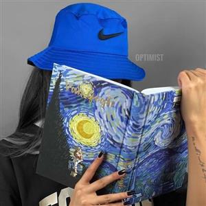 کلاه باکت نایک  کتان زمینه آبی کاربنی  فری سایز