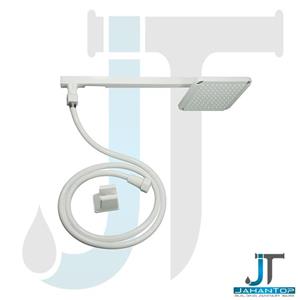 علم دوش حمام پلاستیک سفید سردوش 15*15 سانت باز شو میراب مدل اویار