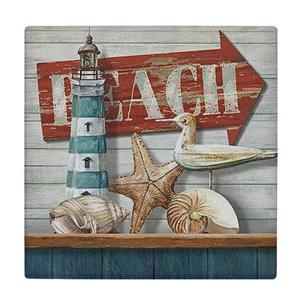 زیر لیوانی  طرح صدف و فانوس دریایی کد    6104595_5380