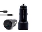 شارژر فندکی تایپ سی و یو اس بی 43 وات همراه کابل تایپ سی پاورولوژی powerology Dual Port USB car charger PQCPDCCCBK