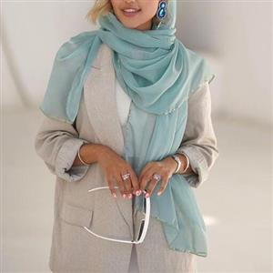 شال حریر مجلسی سبزآبی دریایی () شیک وارداتی دور پولکی قواره 2متری