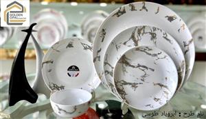 سرویس آرکوپال 26 پارچه 6 نفره گلدن اپال طرح ابروباد طوسی کد 2606