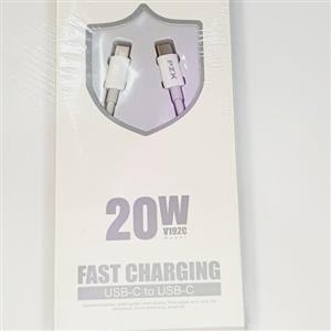 کابل fast شارژ  و دیتای هوشمند دو سر  Type C برند pzx مدل V192c  توان 20 وات و 5آمپر