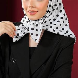 مینی اسکارف نخی  مشکی سفید
