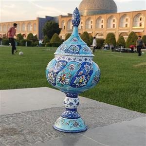 قندان پایه دار  میناکاری 20سانتی 