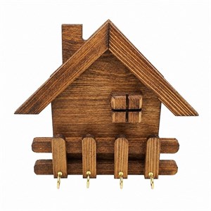 جاکلیدی دیواری چوبی طرح کلبه