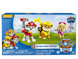 مجموعه شخصیت های کارتون سگ نگهبانSpin Master PAW Patrol Action Pack Pup Figuren 3er Set - Version 1 (Marshall, Rubble, Skye) 