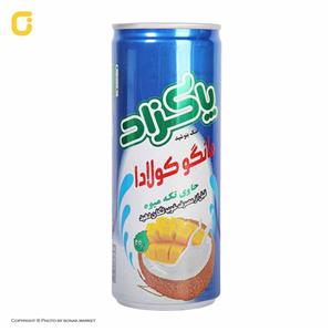 نوشیدنی بدون گاز مانگوکولادا با تکه‌ های میوه پاکزاد حجم 240 میلی لیتری