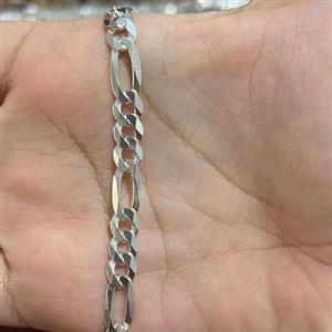 دستبند نقره مردانه ایتالیایی طرح فیگارو  7.5میل  عیار 925با عیار 925و آبکاری طلا سفید ضد حساسیت 