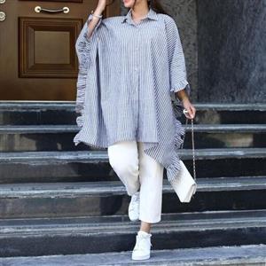 مانتو زنانه سایز بزرگ 36 تا 60 مانتو پانچ لنین دوخت و پارچه کیفیت تضمینی