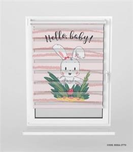 پرده زبرا اتاق کودک دخترانه طرح خرگوش مدل Hello Baby