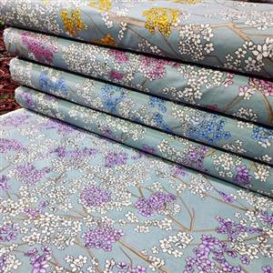 پارچه ملحفه متری طرح شکوفه بهاری عرض 2متر رنگ بندی موجود