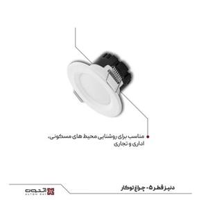 چراغ توکار دنیز بدنه مشکی قطر 5 رنگ نور سفید مهتابی 