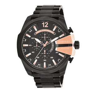 ساعت مچی مردانه دیزل شاخدار (مگا شیف) مشکی شاخ رزگلد Diesel Mega Chief Black Black Screen Rose Gold Pointers