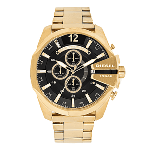 ساعت مچی مردانه دیزل شاخدار (مگا شیف) طلایی صفحه مشکی Diesel Mega Chief Watch Golden Black Screen